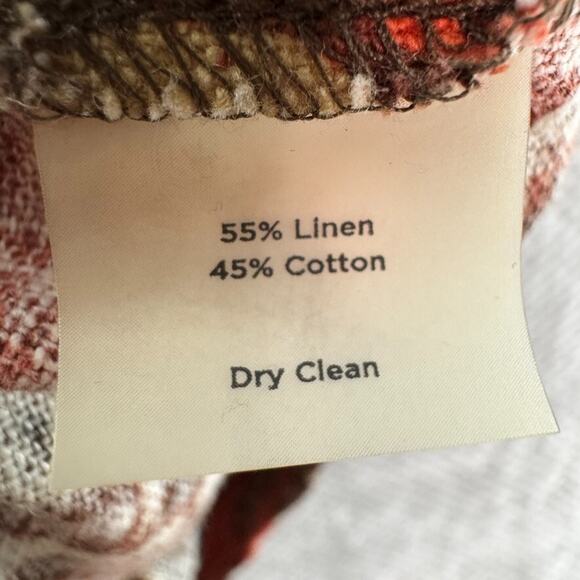 Talbots Dress Womens 8 Orange Paisley Pineapple Linen Midi Belted Half Sleeve - Picture 12 of 12